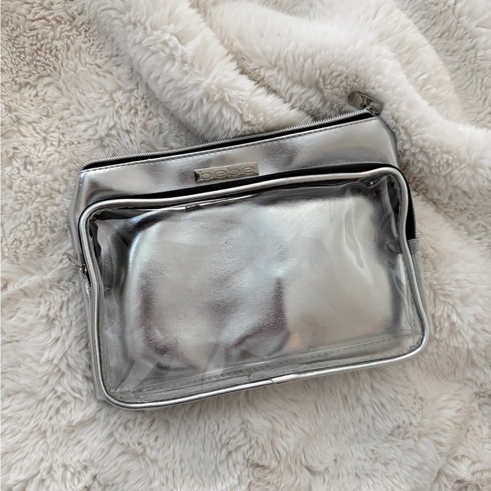 Bebe Metallic Silver Pouch